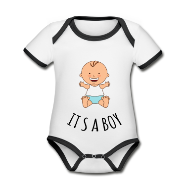 Geschenk Geburt Baby Body - Tshirt kündigt Geburt, es ist ein Junge