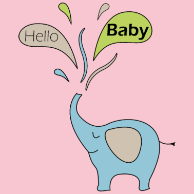 Motiv Elefant Geburt Blau