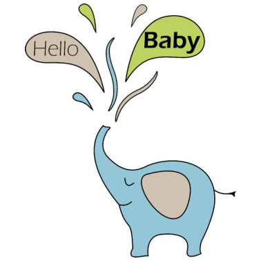 Motiv Elefant Geburt Blau