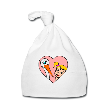 Geschenk Geburt Baby M&uuml;tze - Storch Mädchen Schwangerschaft Geburt