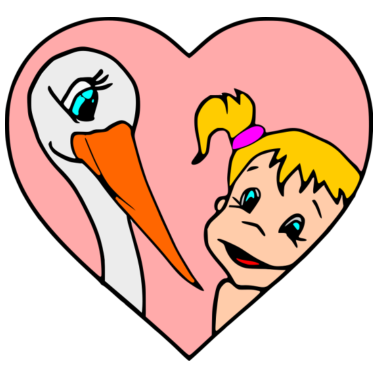 Motiv Storch Mädchen Schwangerschaft Geburt