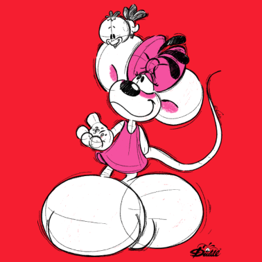 Motiv Diddl Diddlina Füttert Vögelchen