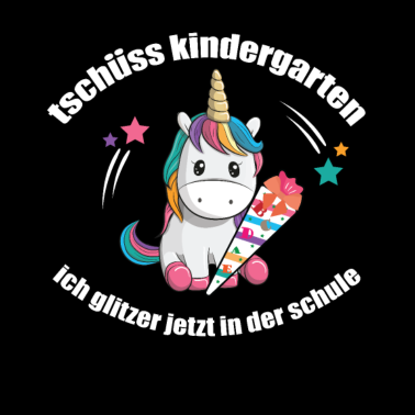 Motiv Tschüss Kindergarten Einhorn mit Schultüte