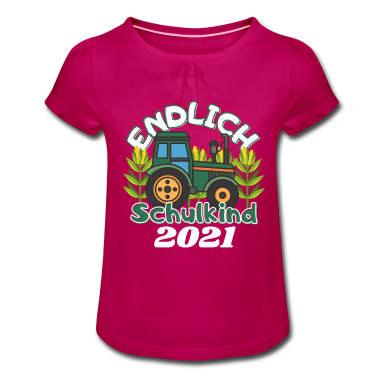 Kindergarten T-Shirt - Endlich Schulkind 2021, Schulanfang mit Traktor