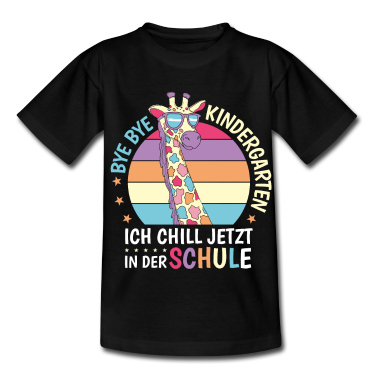 Kindergarten T-Shirt - Bye Kindergarten Giraffe Retro Schule Einschulung