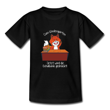 Kindergarten T-Shirt - Fuchs Schule Kindergarten Schulbank Bücher Stifte