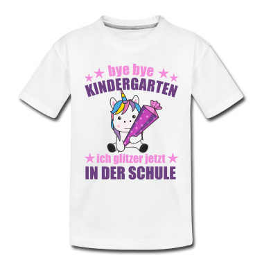 Kindergarten T-Shirt - Einhorn Schule Einschulung Kindergarten Glitzer