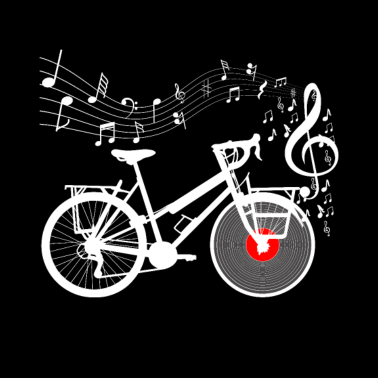Motiv Fahrrad Plattenspieler Vinyl Musiknoten