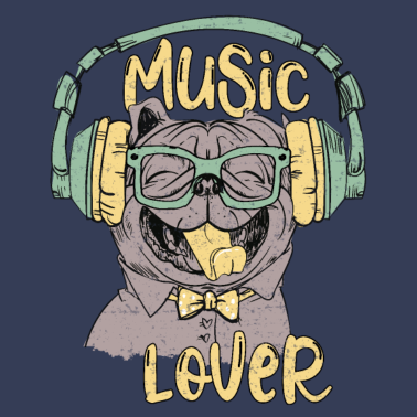 Motiv Happy Mops liebt Musik - Hund Musikliebhaber