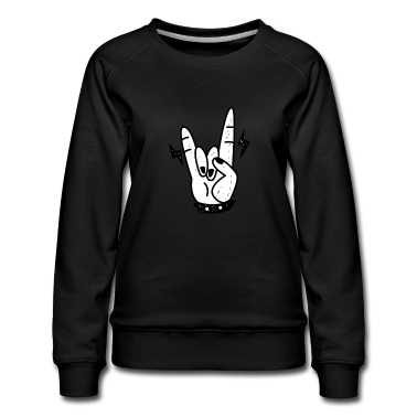 Musik LK Pullover - Ehrfürchtiges Rock-and-Rollhandzeichen beunruhigte Grafik