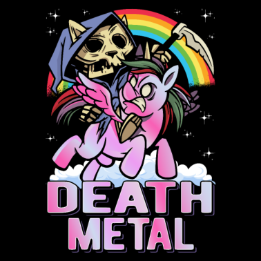 Motiv Death Metal Einhorn Sensenmann Regenbogen