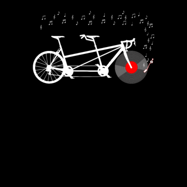 Motiv Tandem Bike Vinyl Music Player mit Musiknoten