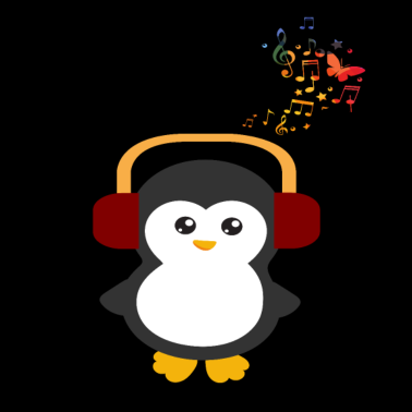 Motiv Pinguin Hört Musik
