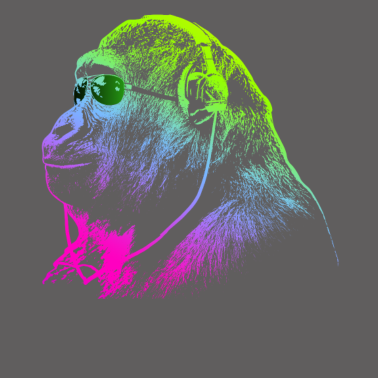 Motiv Affe mit Kopfhörern & Sonnenbrille hört Musik