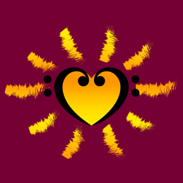 Motiv Bass Herz Musik Sonne Festival DnB Bassschlüssel