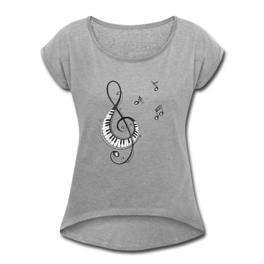 Musik LK T-Shirt - Notenschlüssel mit Klaviertasten und Musiknoten.