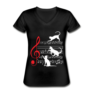 Musik LK T-Shirt - Katze Katzen Noten Musik Musiker