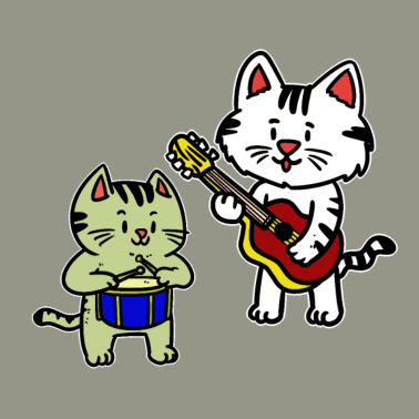 Motiv Kleine süße Musiker Katzen mit Gitarre und Trommel