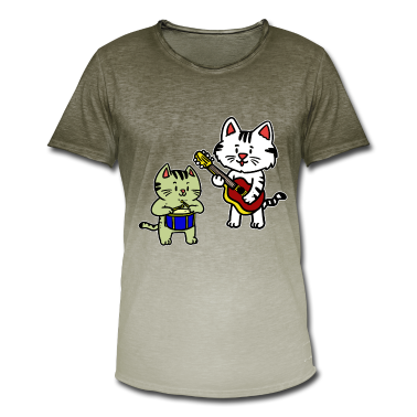 Musik LK T-Shirt - Kleine süße Musiker Katzen mit Gitarre und Trommel