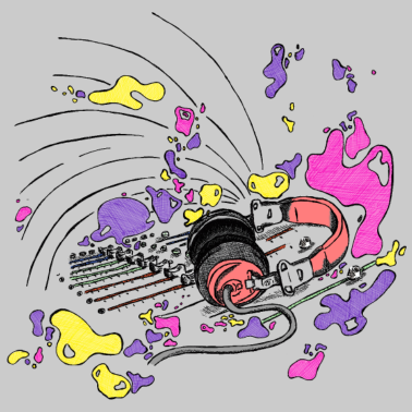 Motiv Kopfhörer und DJ Pult [lila]