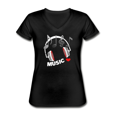 Musik LK T-Shirt - ich liebe Music Design mit Kopfhörer Geschenk.