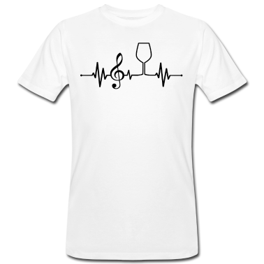 Musik LK T-Shirt - Wein Musik Notenschlüssel Weinglas Herzschlag EKG