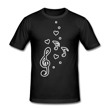 Musik LK T-Shirt - Musiknoten Glitzer Musik Herzen Notenschlüssel