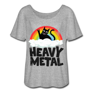 Musik LK T-Shirt - Heavy Metal Katze Regenbogen Retro Death Metal