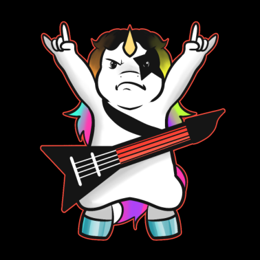 Motiv Gitarre Spielendes Black-Metal-Einhorn