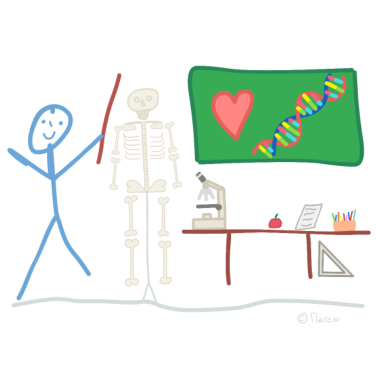 Motiv Lehrer Schüler Strichmännnchen Biologie Natur