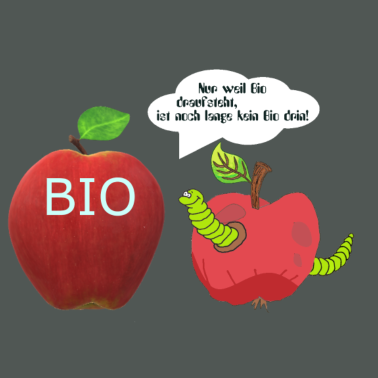 Motiv Bio Apfel mit Wurm