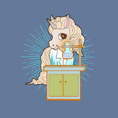 Motiv Einhorn Comic Wissenschaftler Chemie Biologie