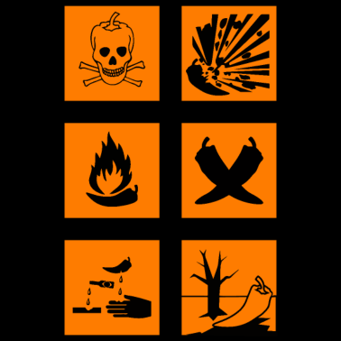 Motiv scharfes Essen lustige Gefahrenzeichen Chili