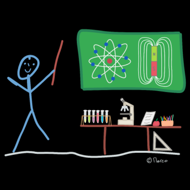 Motiv Naturwissenschaft Strichmännnchen Chemie Physik