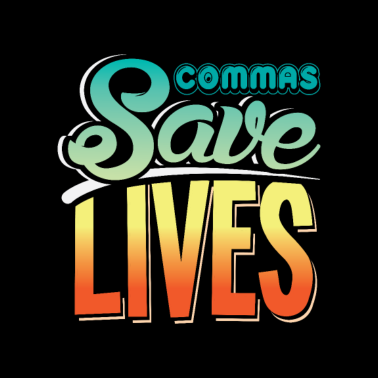 Motiv Kommas retten Leben Grammatik-Schreibdesign