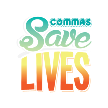 Motiv Kommas retten Leben Grammatik-Schreibdesign