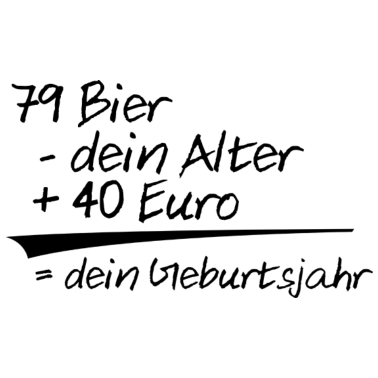 Motiv Geburtsjahrrechner Bier Euro Alter Mathe