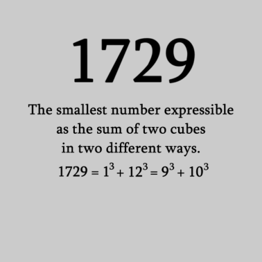 Motiv 1729 Mathe Mathematiker Hardy Ramanujan Zahl Nerd