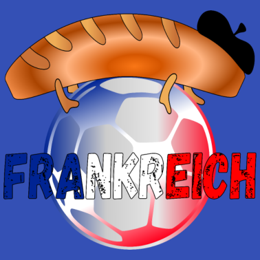 Motiv LUSTIGES FUßBALL BAGUETTE BASKENMÜTZE FRANZÖSISCH