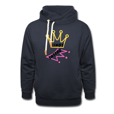 King Queen Hoodie - Kings Queens Crown - Gelb und Pink -