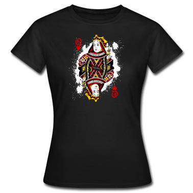King Queen T-Shirt - Herz Dame Poker Karte Halloween Kostüm lustig