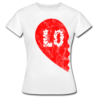 King Queen T-Shirt - LOVE Halbes Herz Partnerlook Valentinstag Paare