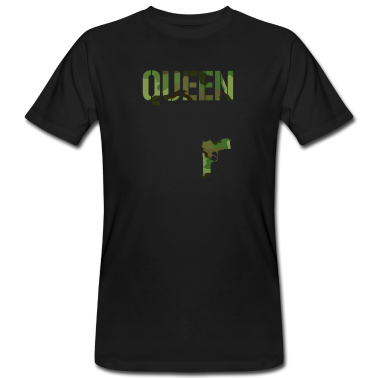 King Queen T-Shirt - QUEEN CAMOUFLAGE PISTOLE Paar-Liebe King Queen