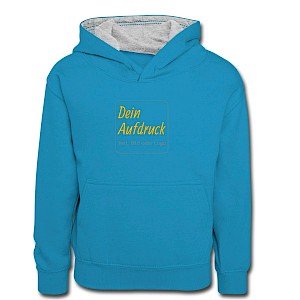 Kinder Kontrast-Hoodie mit Text, Bild oder Logo bedrucken lassen