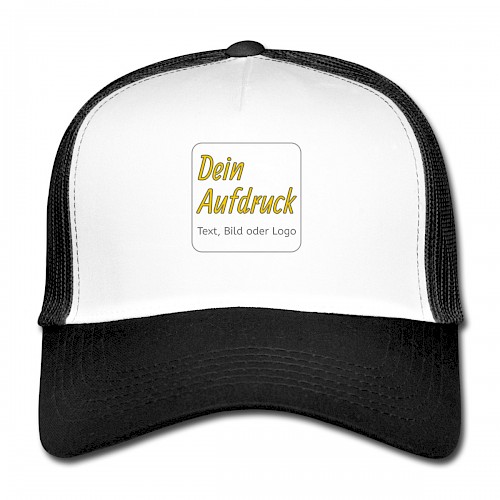 Trucker Cap Weiß/Schwarz mit Text, Bild oder Logo bedrucken lassen