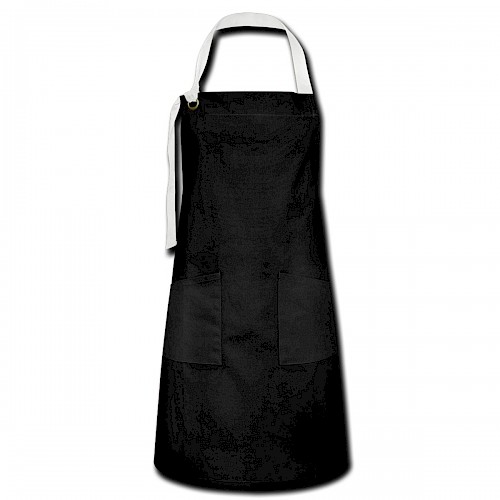 Kontrastschürze Vorne in der Farbe Schwarz/Weiß bedrucken lassen