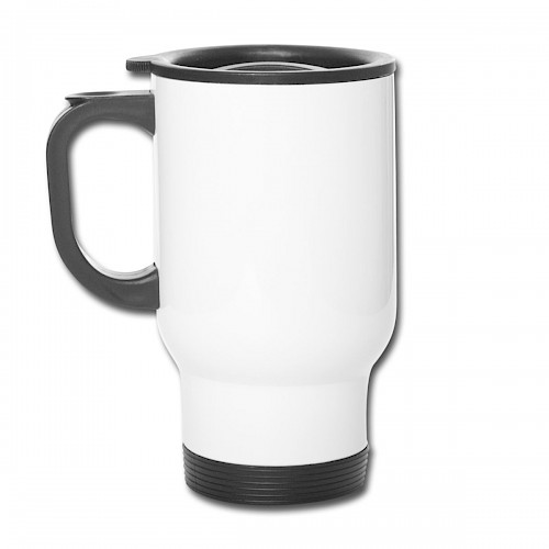 Thermobecher mit Tragegriff Hinten in der Farbe Weiß bedrucken lassen