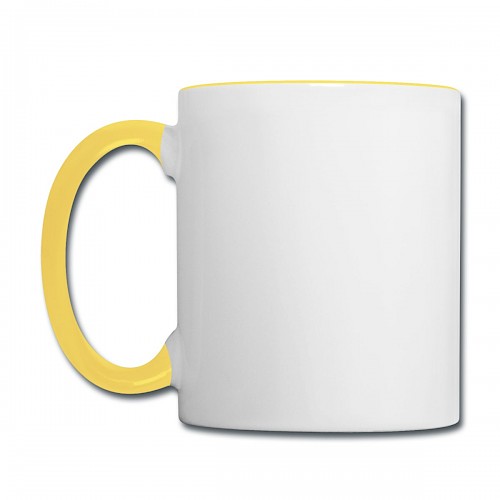 Tasse zweifarbig Links in der Farbe Weiß/Gelb bedrucken lassen