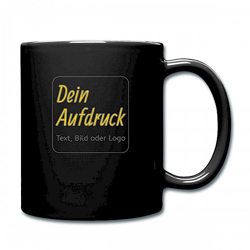 Tasse einfarbig Schwarz mit Text, Bild oder Logo bedrucken lassen