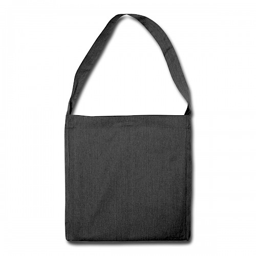 Schultertasche aus Recycling-Material Hinten in der Farbe Schwarz meliert bedrucken lassen